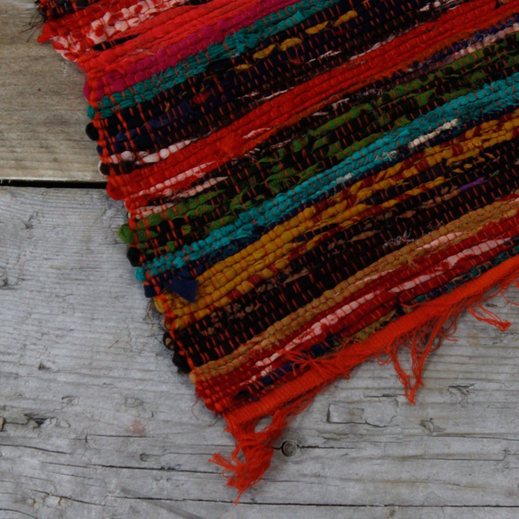152 x 90cm Luxury Orange Rag Rug for Vibrant Home Decor