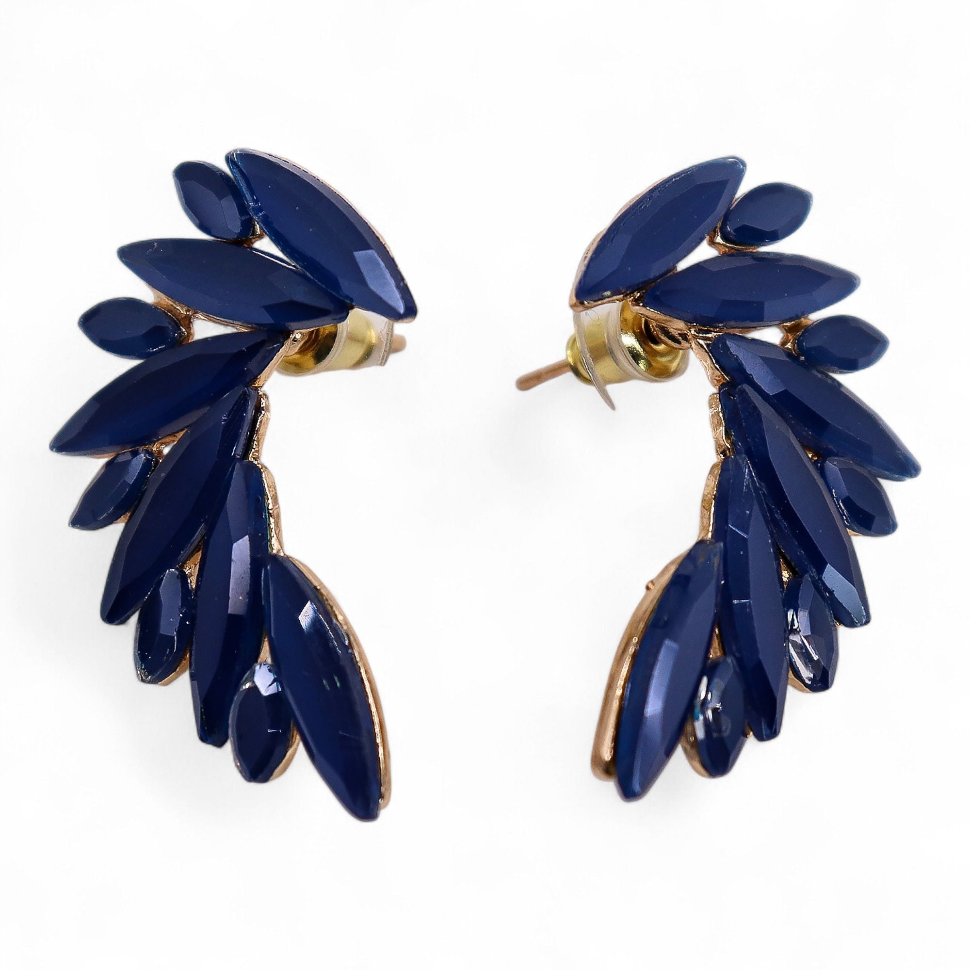 Royal Blue Vintage Glass Angel Wings Earrings for Stylish Elegance