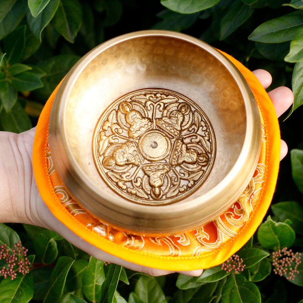 Five Buddha Singing Bowl Set 10cm with Cushion and Stick Gift Box