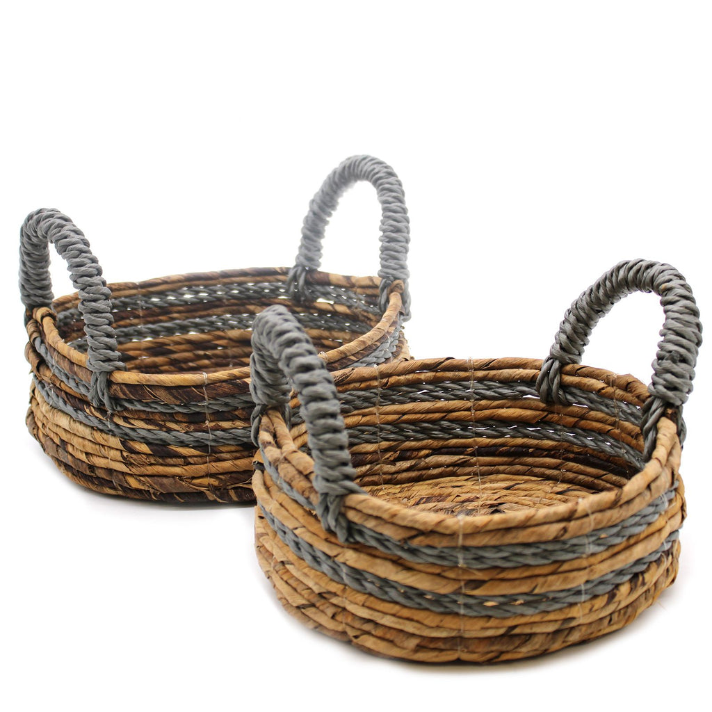 Banana Leaf & Abu Abu Raffia Basket Set of 2 for Home Storage