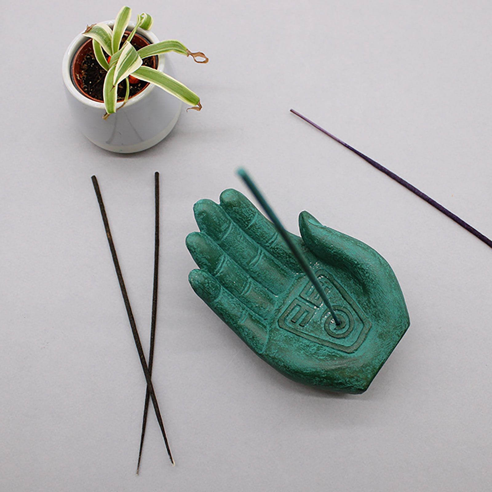 Hand Incense Burner Earth Protect Green for Home Fragrance