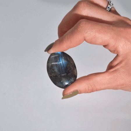 Madagascar Labradorite Palm Stone with Vibrant Colour Play