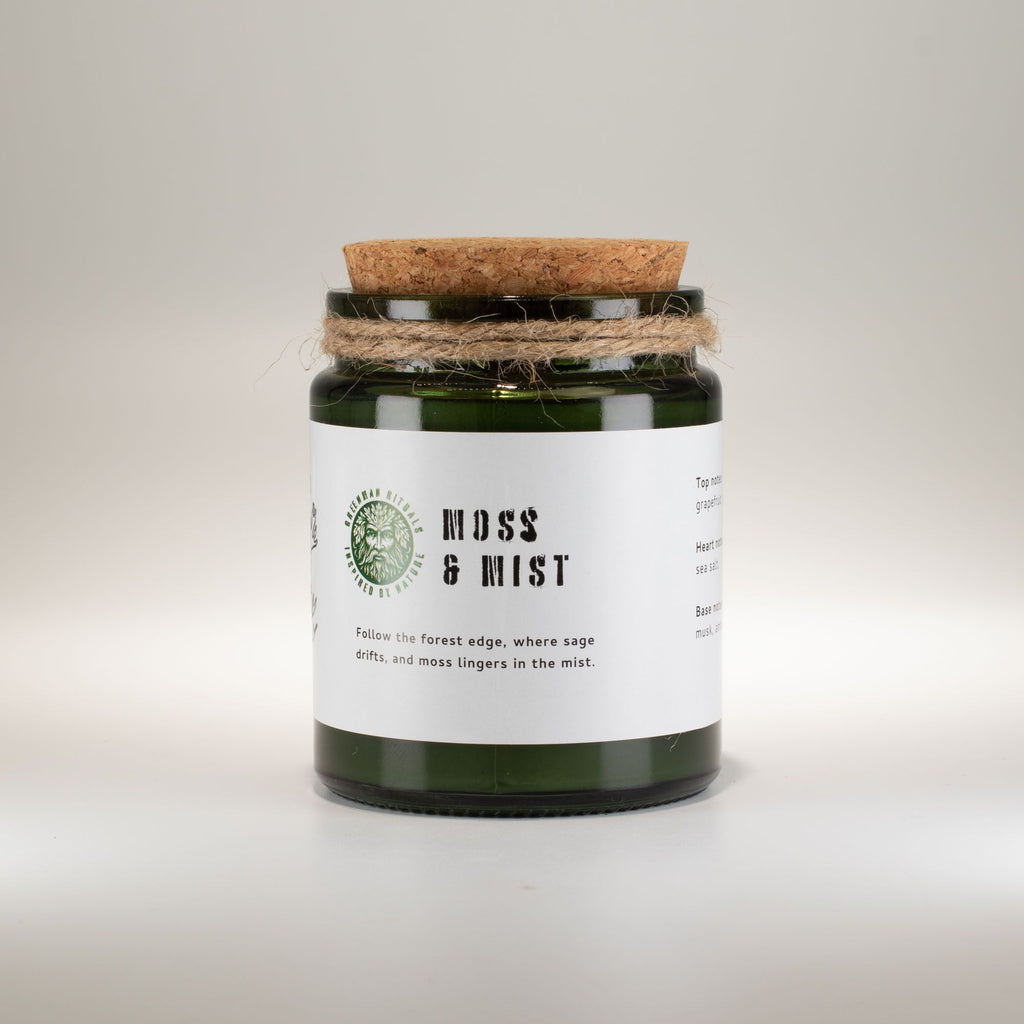 Greenman Woodwick Soy Candle Moss & Mist in Deep Green Jar