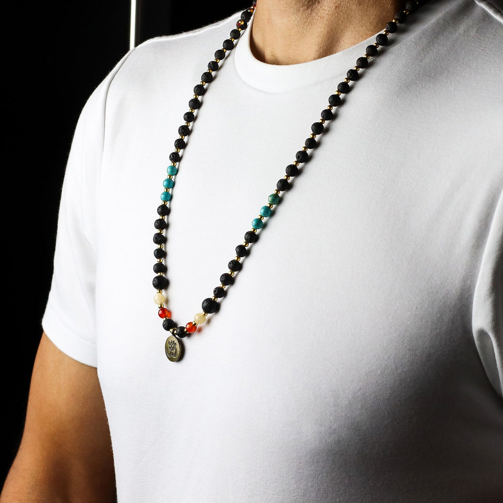 Essence of the Volcano Necklace with Om Pendant and Beads