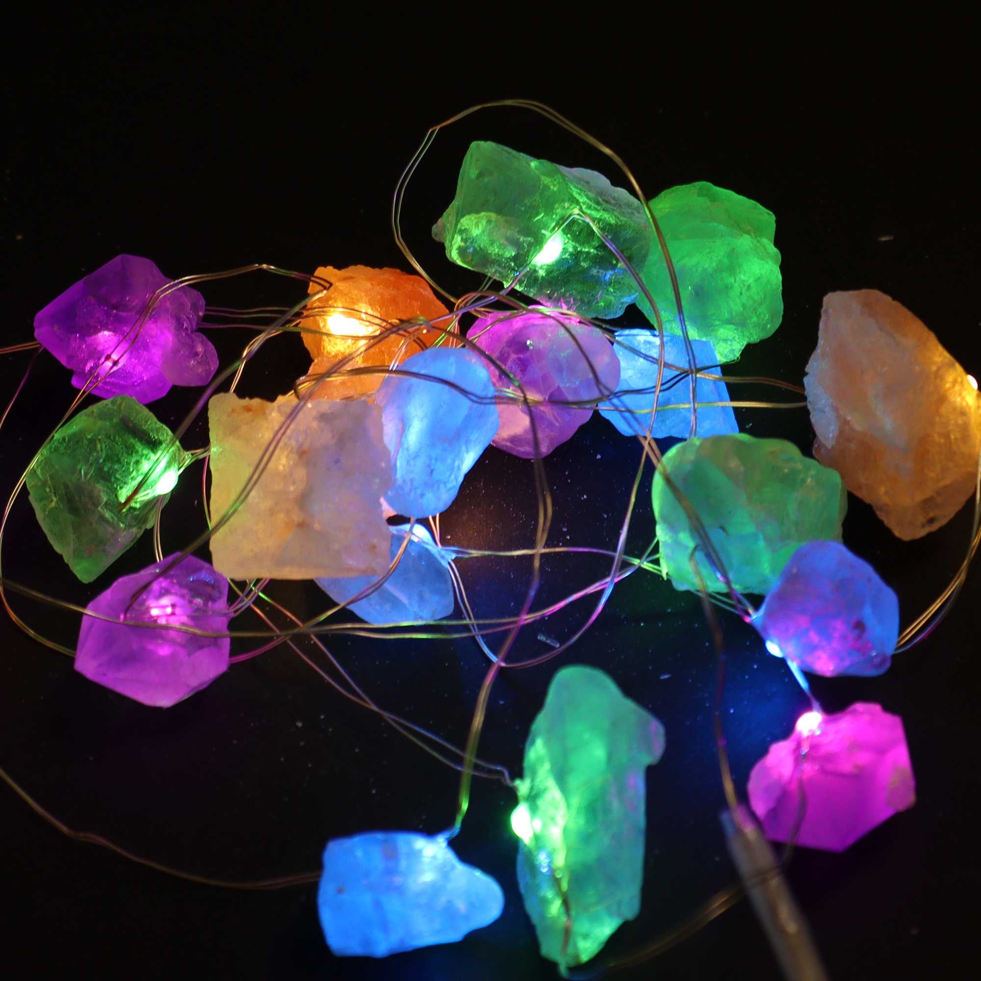 Gemstone Enchantment Lights with Mixed Rocks for Indoor Use