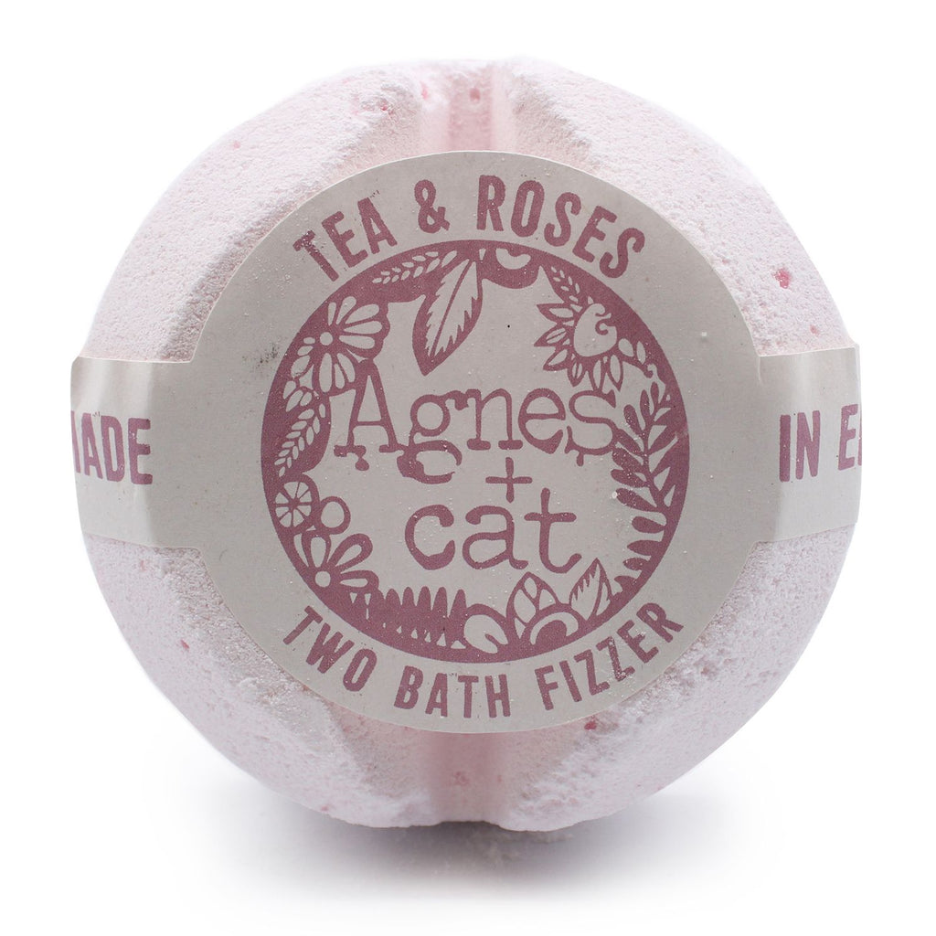 Agnes + Cat Bath Fizzer Tea and Roses for Luxurious Relaxing Soaks