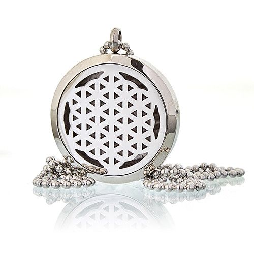 Aromatherapy Diffuser Necklace with Flower of Life Design 30mm