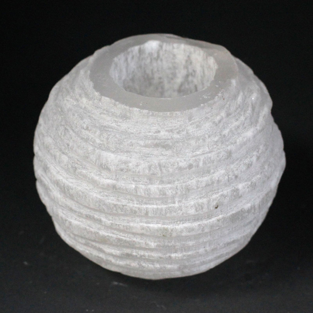 Selenite Snowball Candle Holder Unique 8 cm for Home Decor