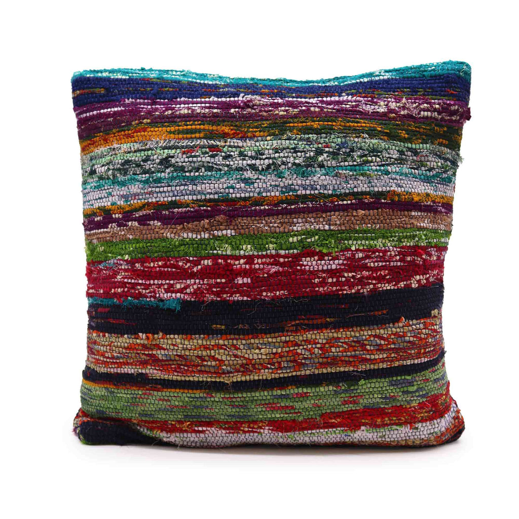 Rag Rug Cushion Covers in Aqua Blues for Home Decor Style
