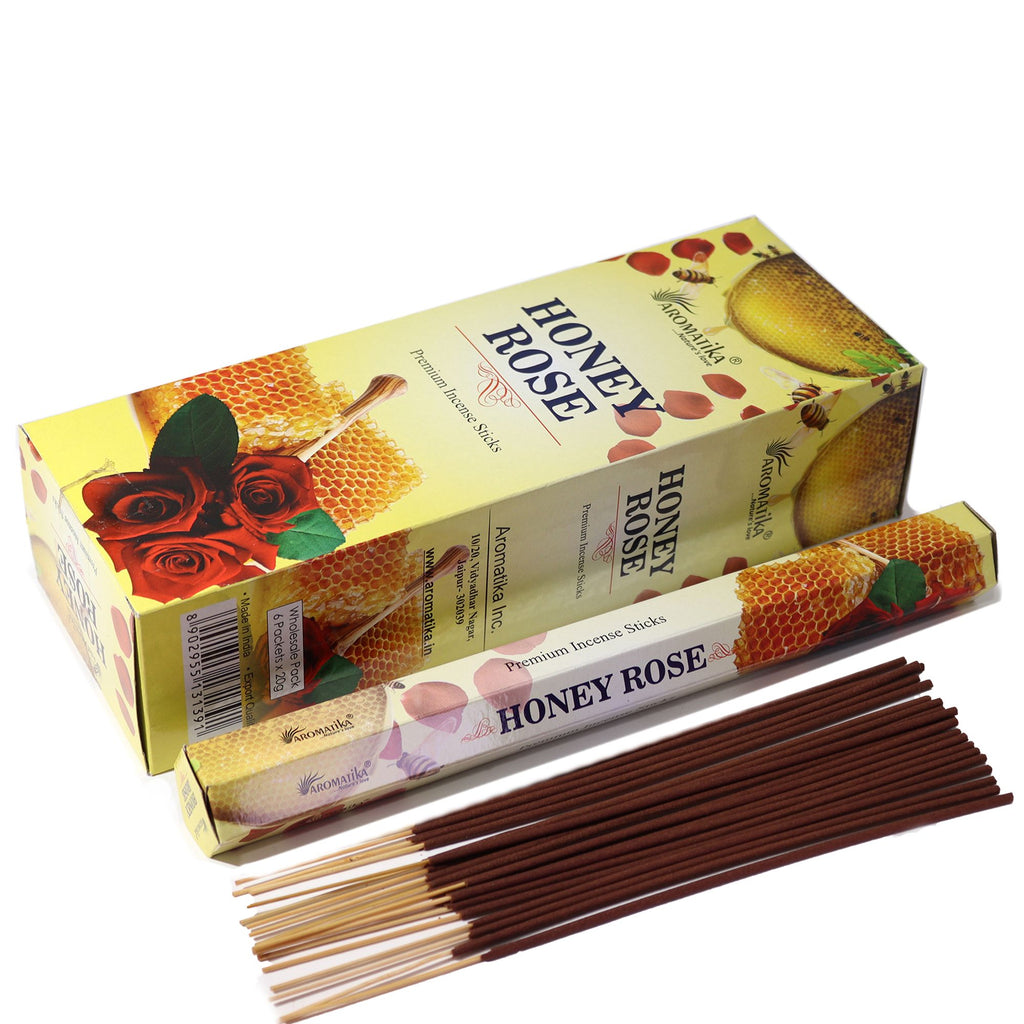 Aromatika Charcoal Free Hex Incense Sticks with Honey Rose Aroma