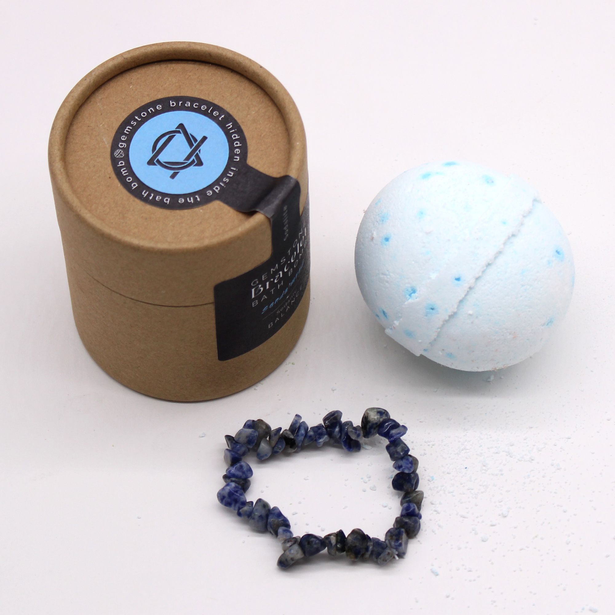 Sodalite Gem Bracelet Bath Bomb with Sandalwood Fragrance