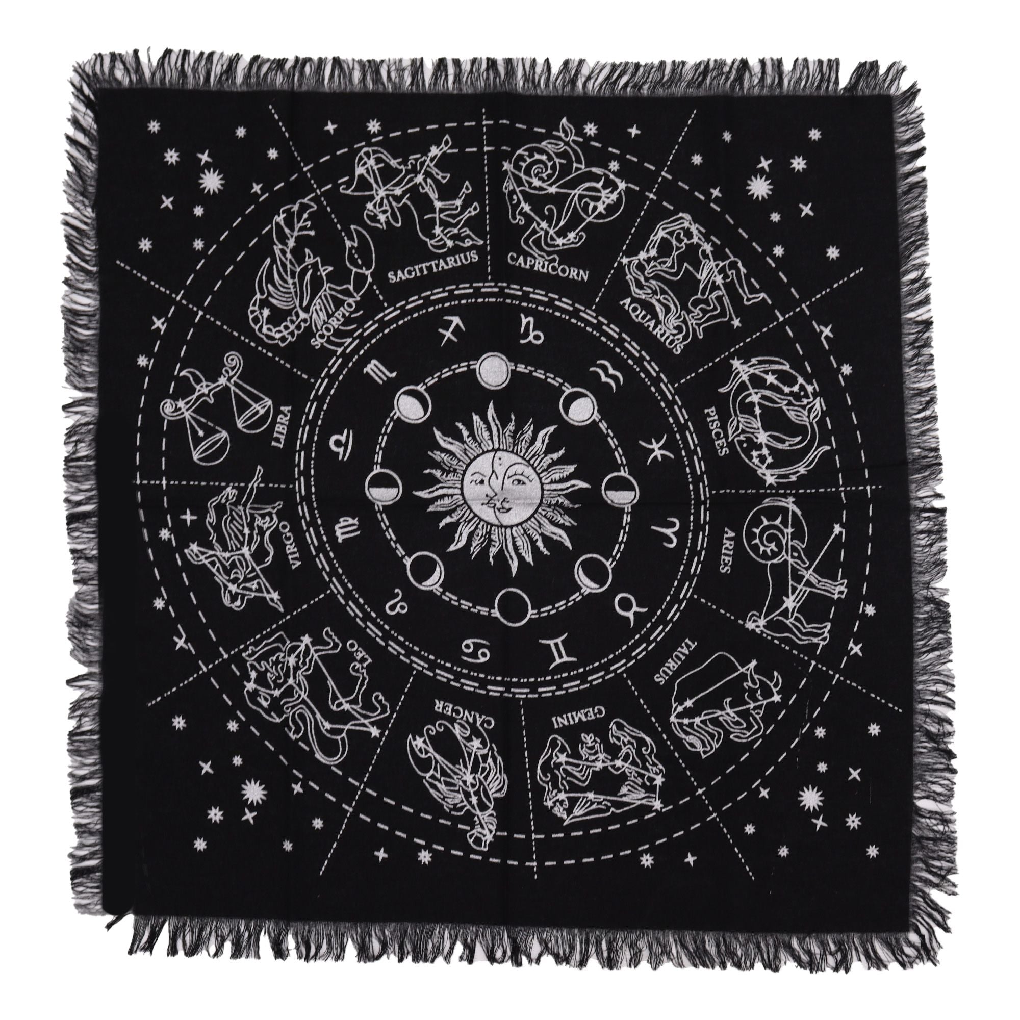Esoteric Fringed Altar Cloth Horoscope for Your Spiritual Spaces