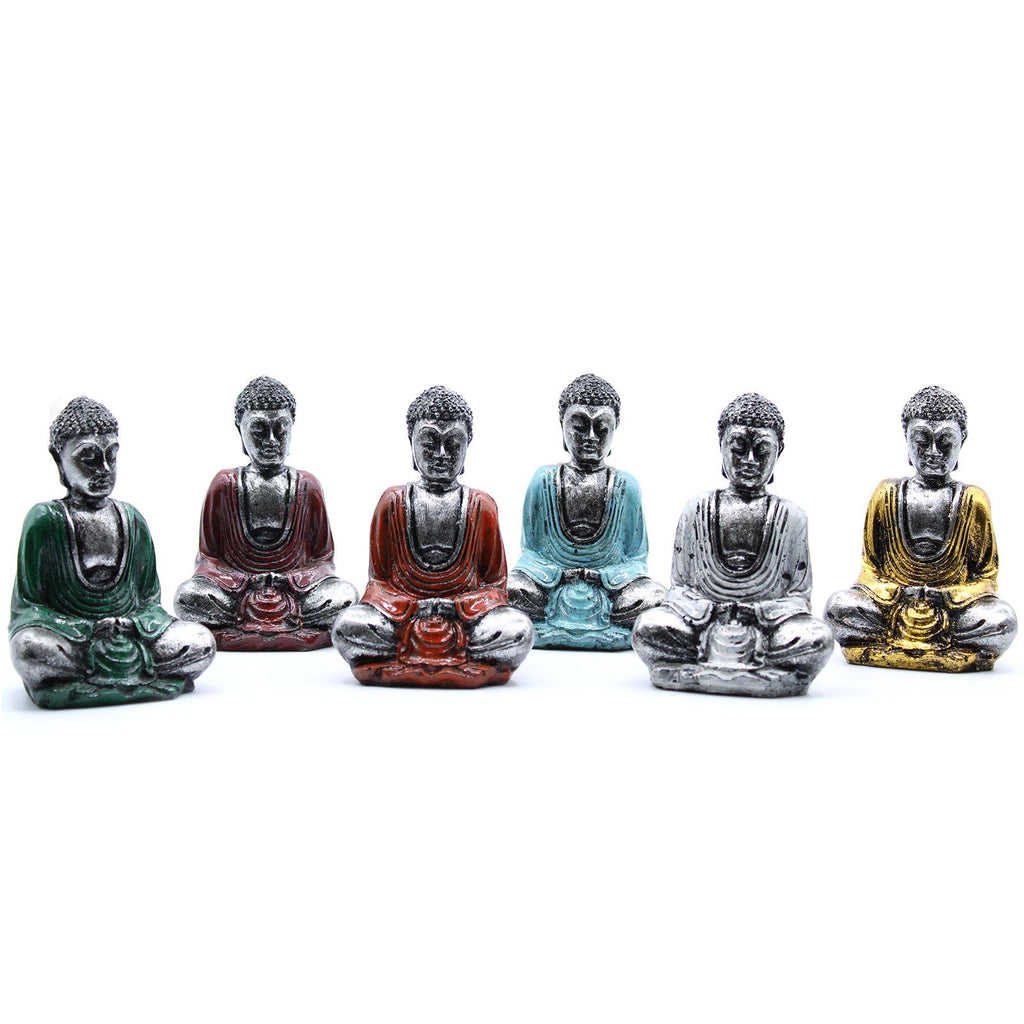 Silver Mini Buddha Statues in Assorted Colours for Home Decor