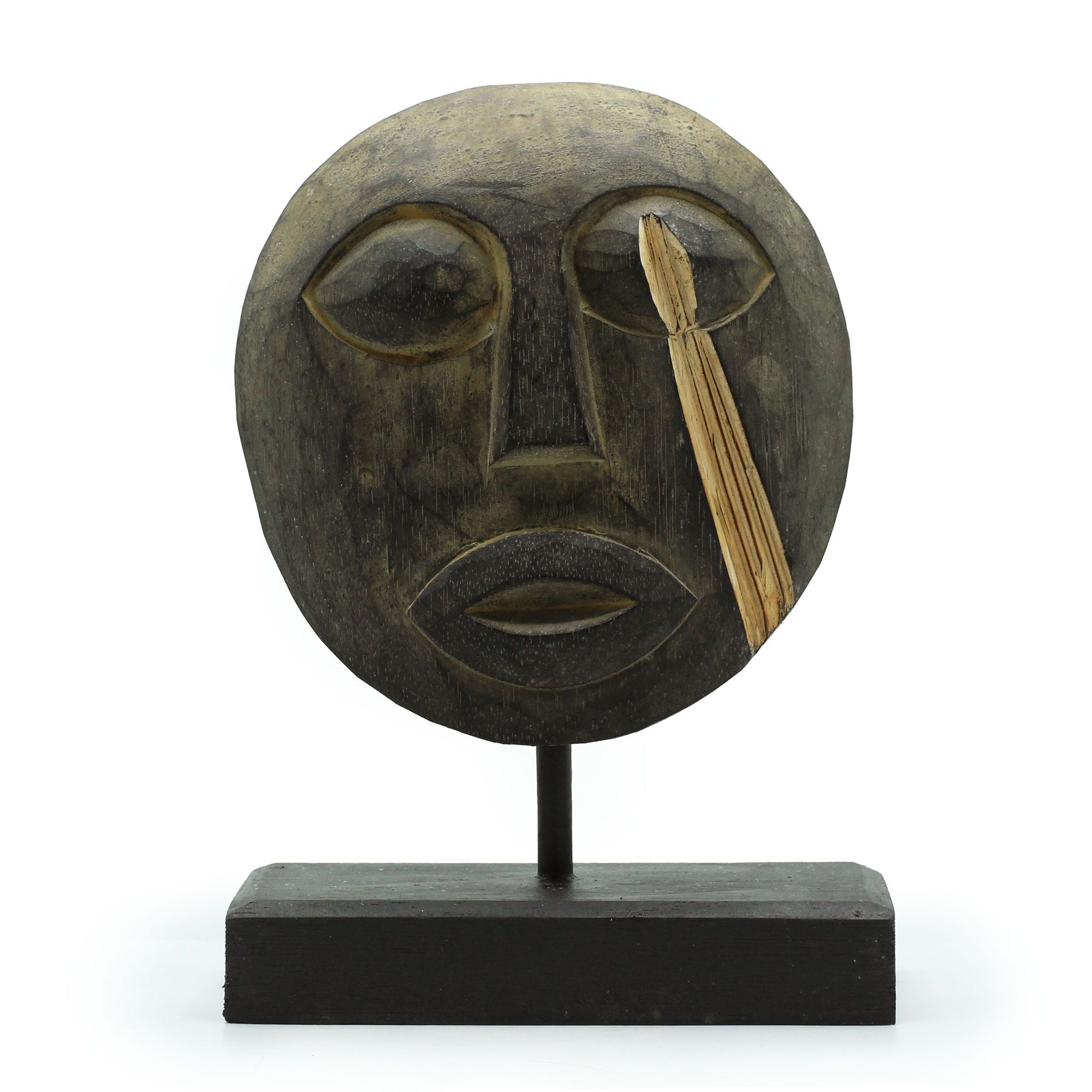 Timor Tribal Decorative Mask Antique Wooden Carved Figure 27x20cm