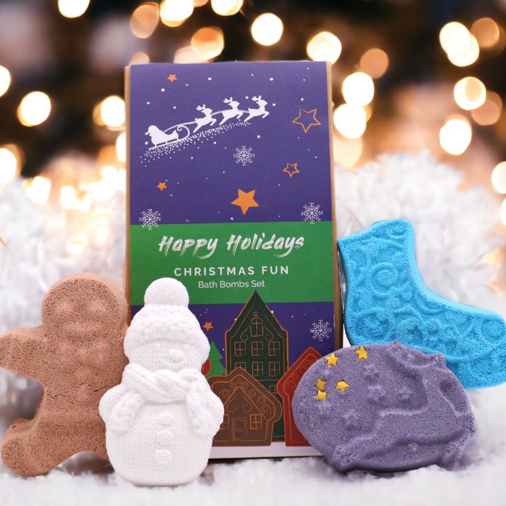 Christmas Fun Bath Bomb Gift Pack with Four Unique Scents