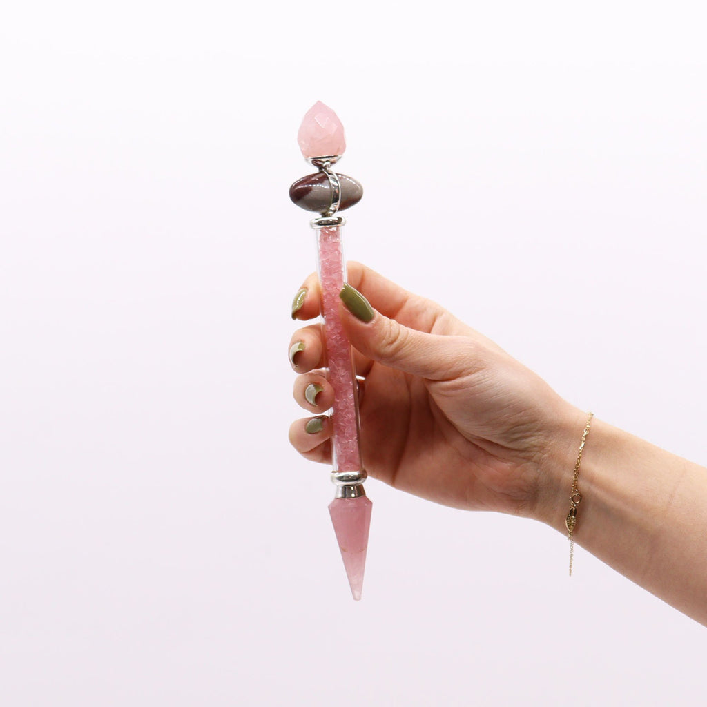 Shiva Lingam Magic Wand in Rose Quartz for Love and Harmony