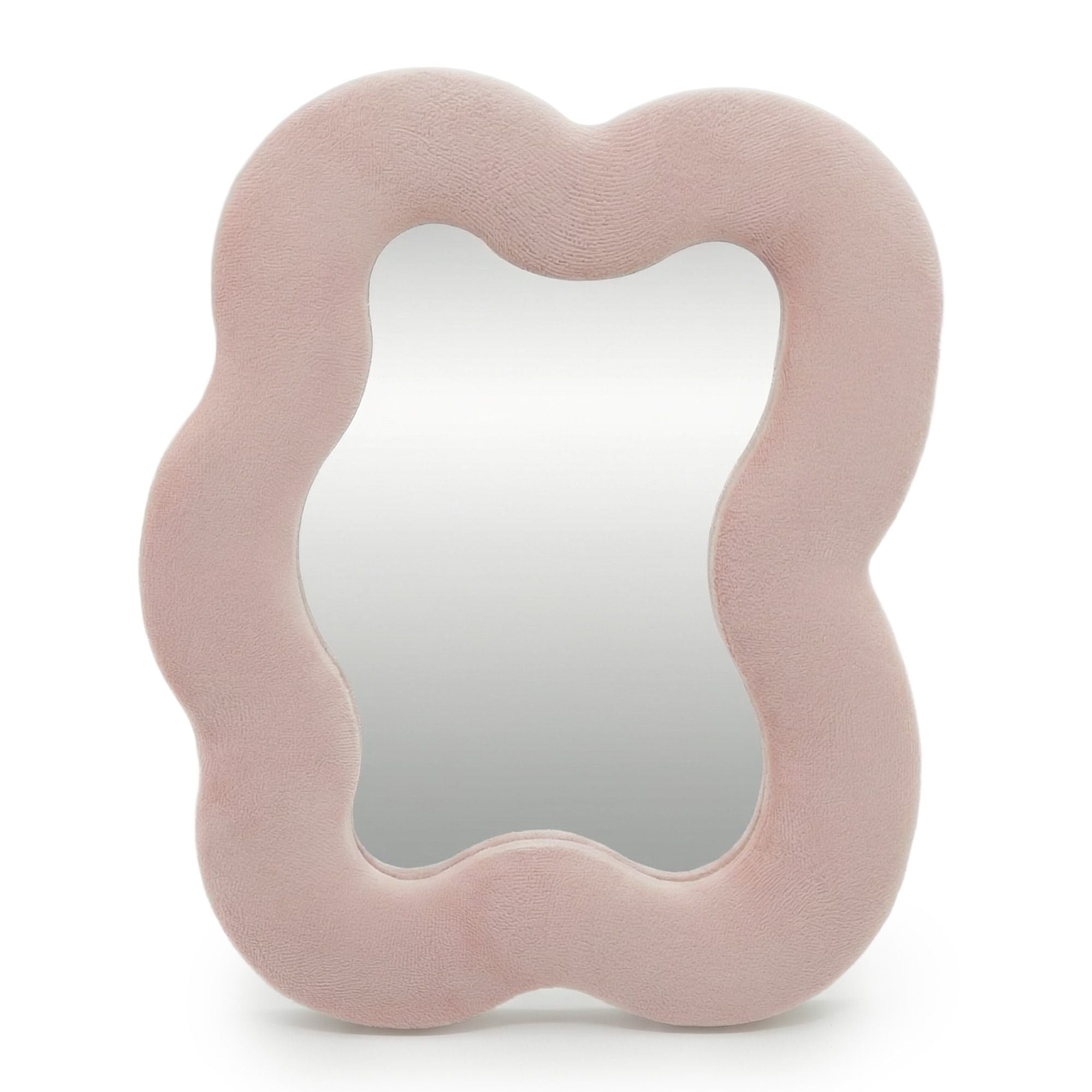 Soft Squiggly Mirror in Square Pebble Rose Blush for Home Decor