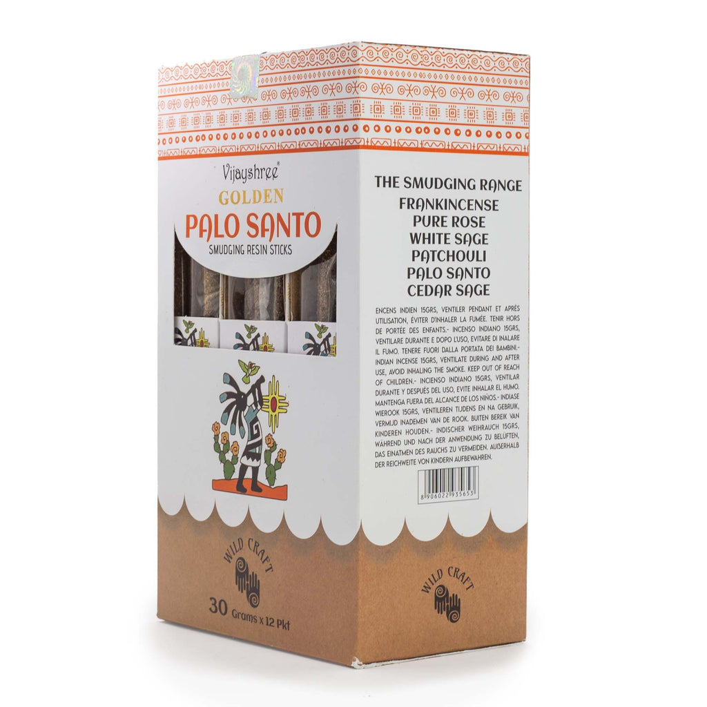 Golden Palo Santo Smudging Resin Sticks in Illustrated Box 30g