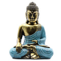 Large Teal and Gold Buddha Statue with Hand Painted Design Art
