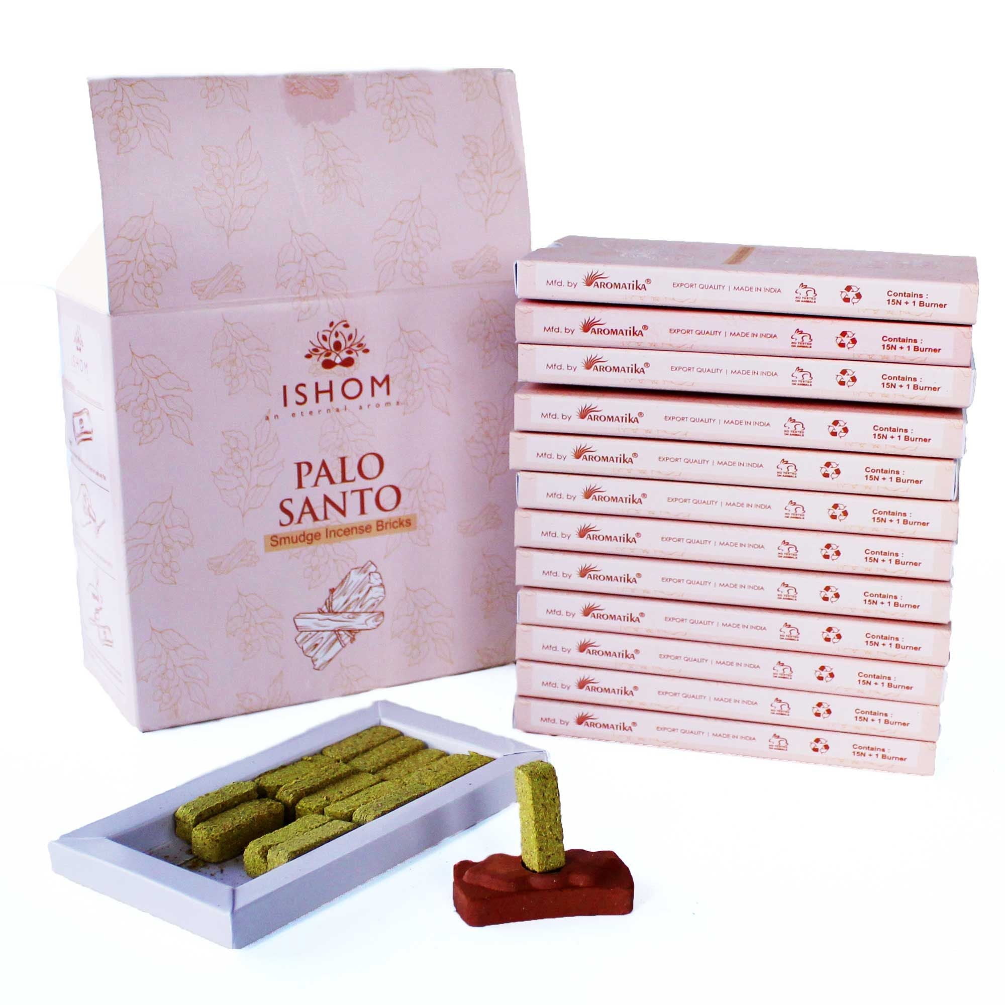 Pack of 15 Natural Incense Smudge Bricks and Burner Palo Santo