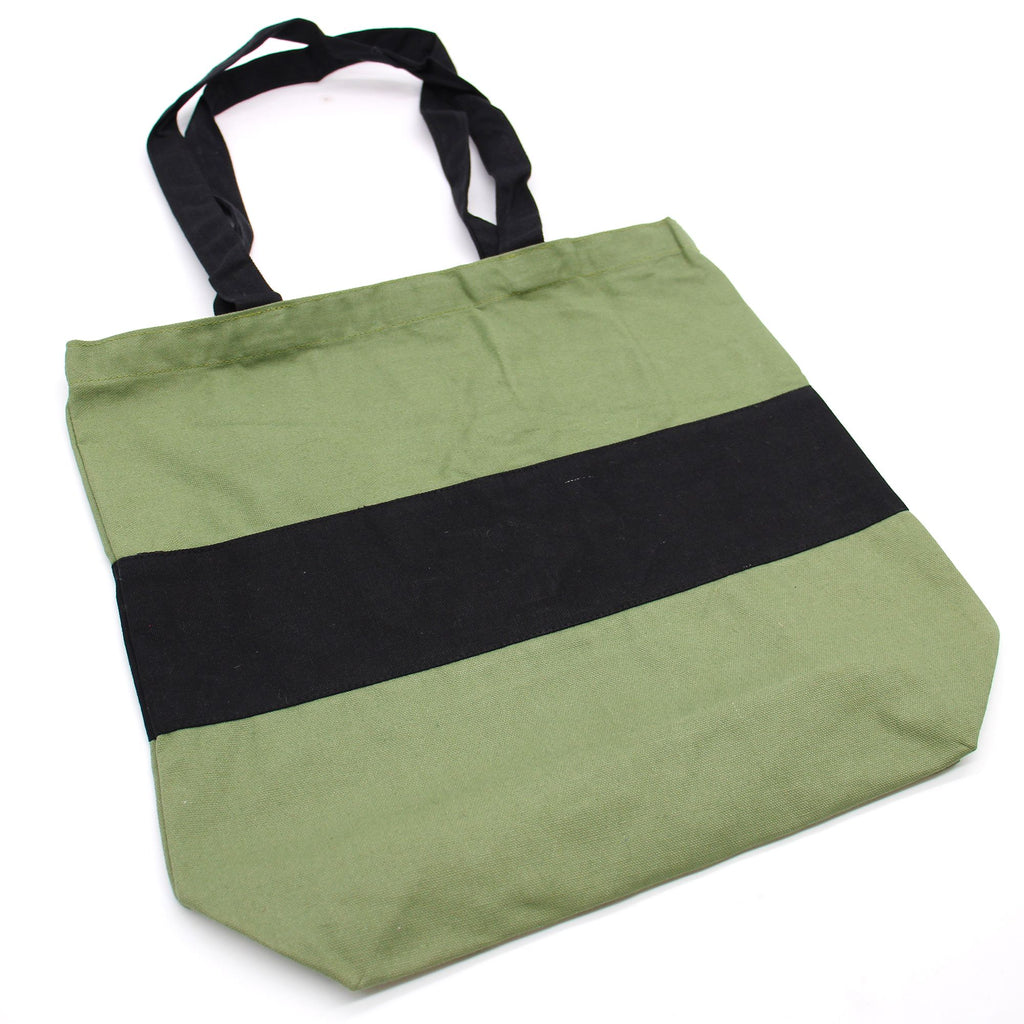 Cotton Tote Two Tone Bag Green and Black Eco Friendly Shopper
