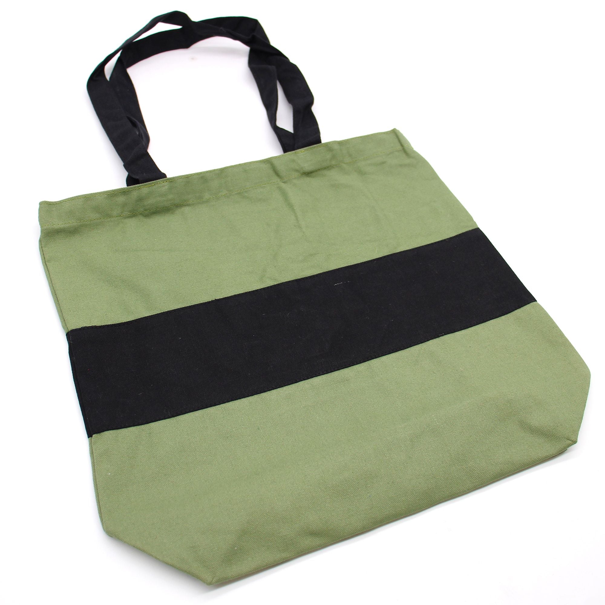 Cotton Tote Two Tone Bag Green and Black Eco Friendly Shopper