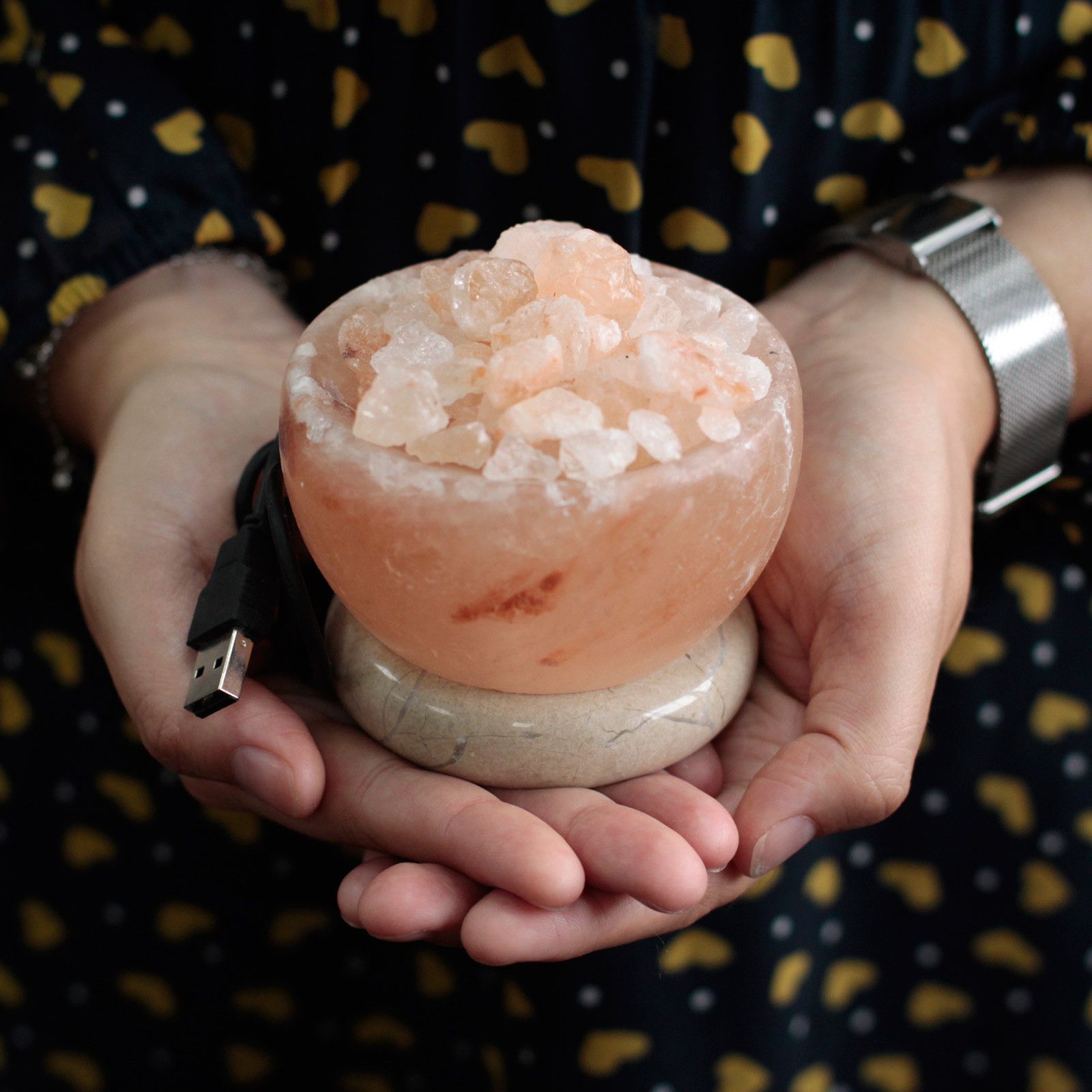 USB Fire Bowl Multicolour Himalayan Salt Lamp for Home Decor
