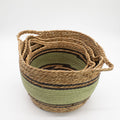 Cotton & Seagrass Large Baskets Natural Black & Green Set of 3