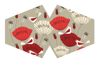Reusable Poly-Cotton Face Mask with Filter Pocket – Oriental Poppies (Adult)