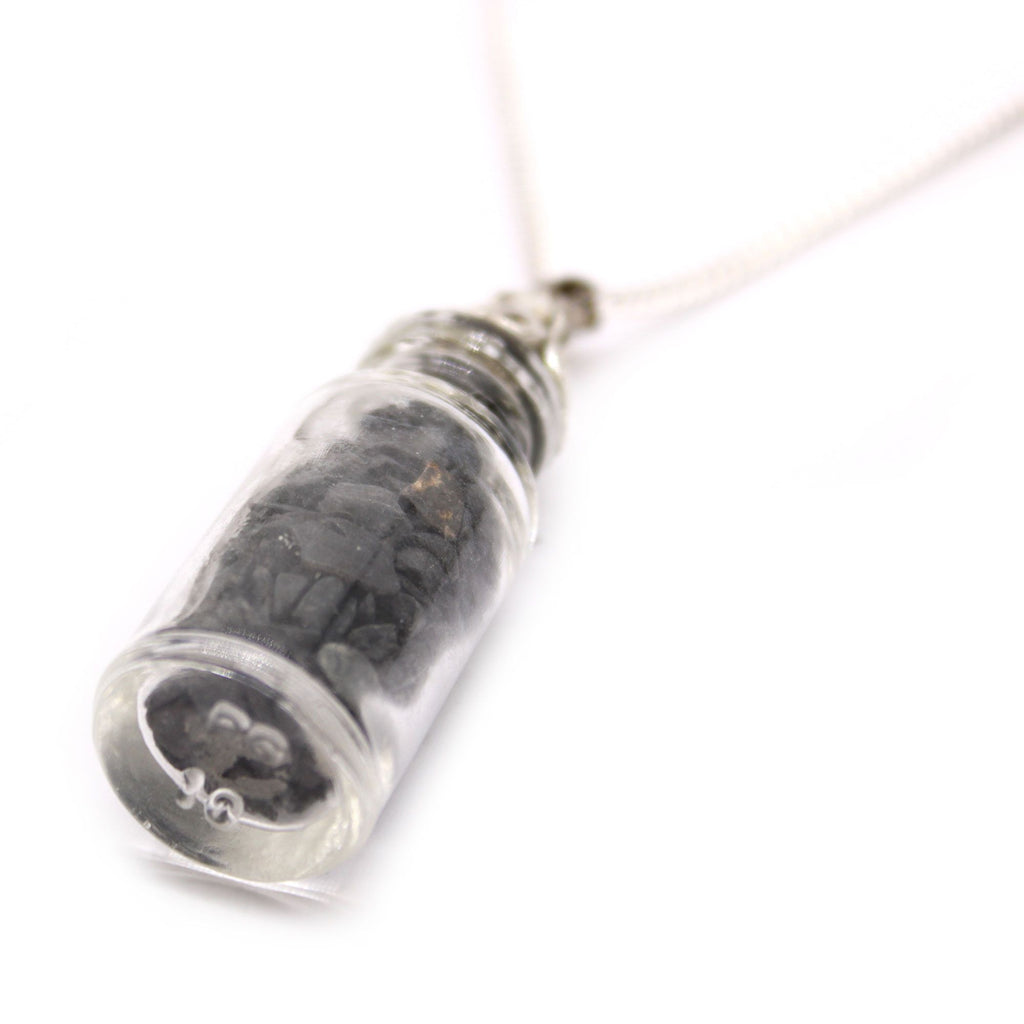 Bottled Gemstones Necklace with Black Onyx and Delicate Cap