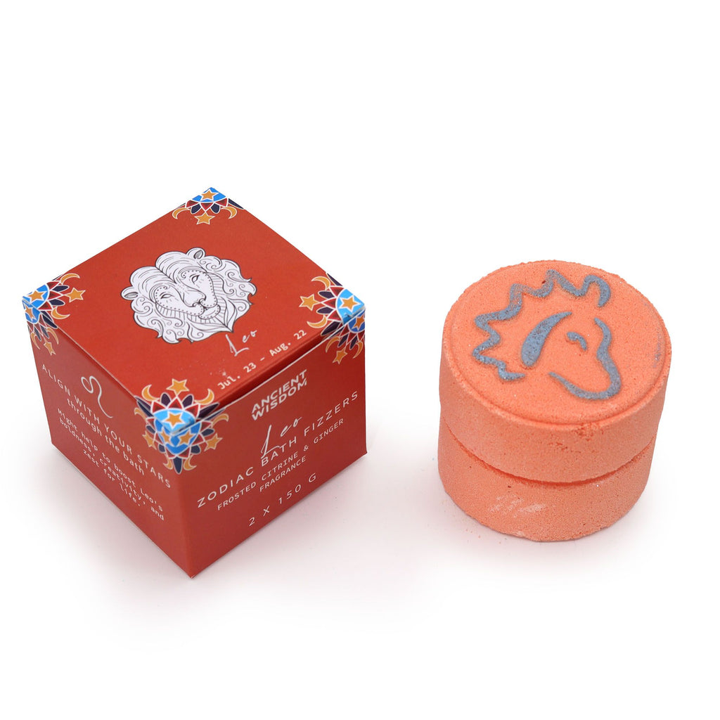 Zodiac Bath Fizzers Set with Horoscope for Leo Star Sign Soak