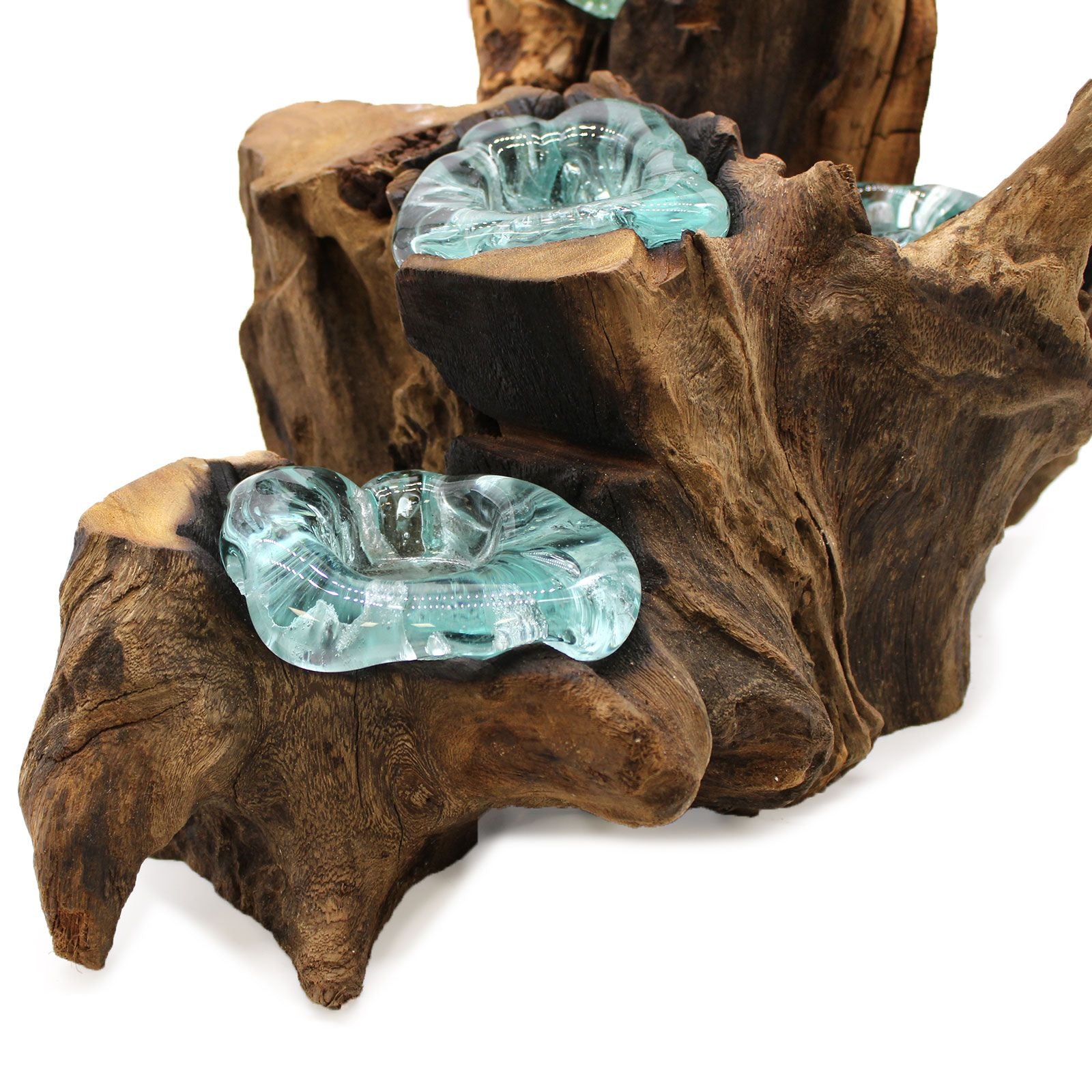Molton Glass Five Candle Holder on Wood for Elegant Home Décor