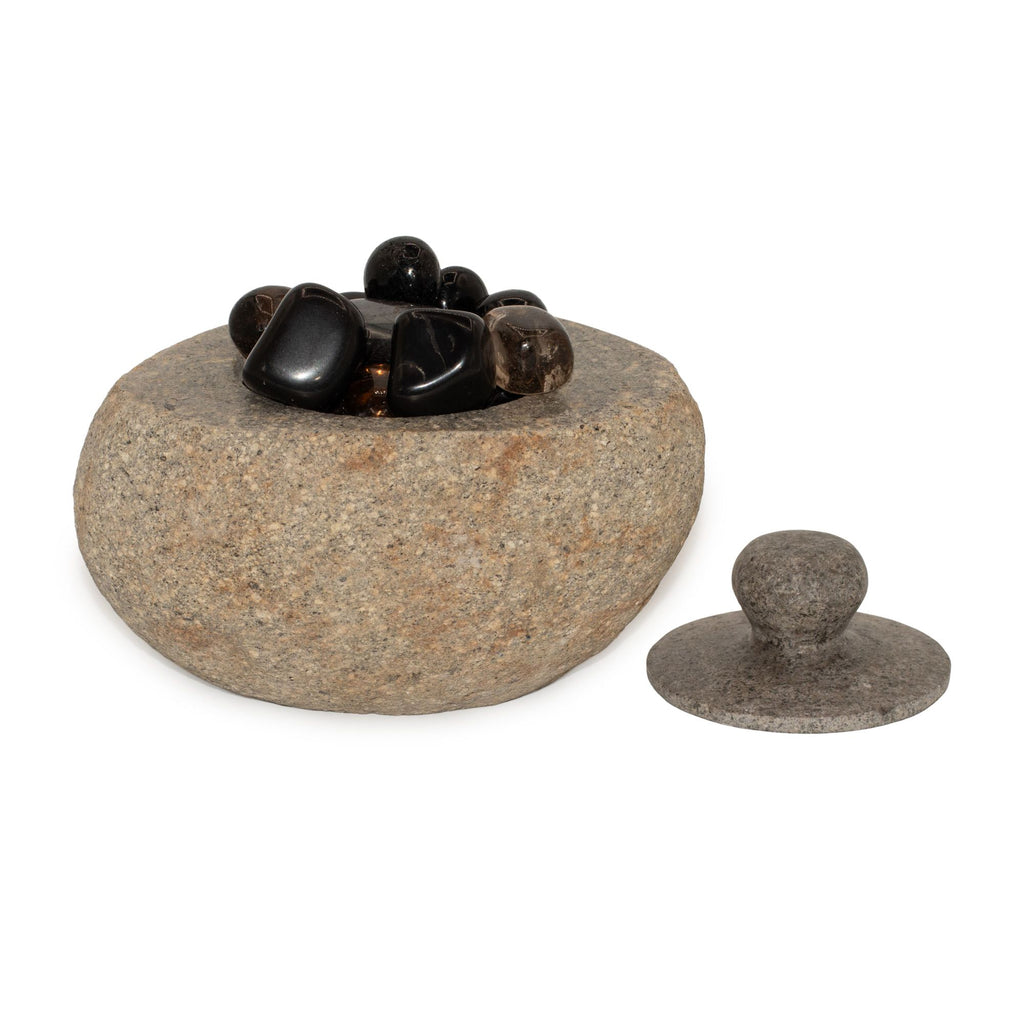Large Natural Riverstone Grounding Pot for Home Decor Display