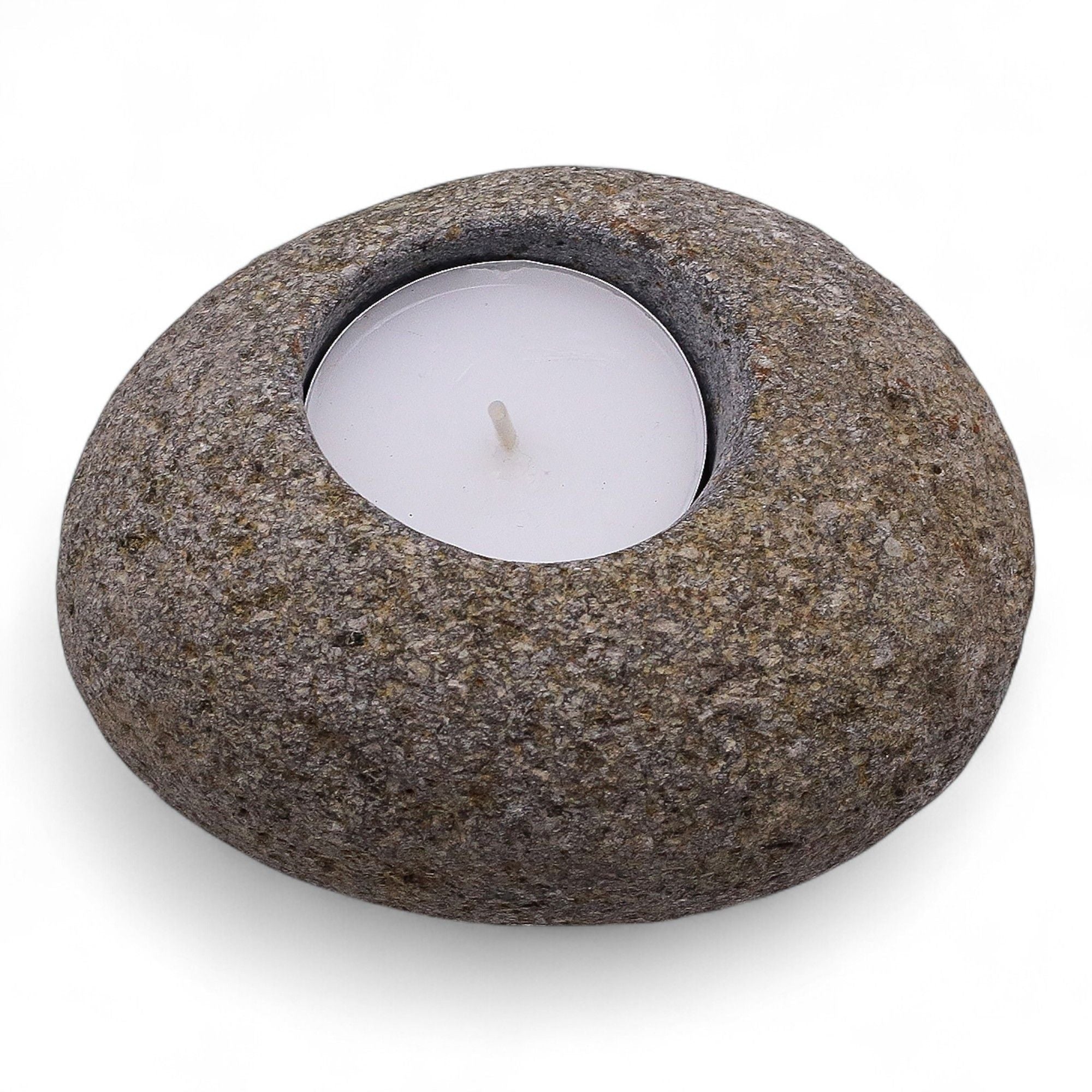 Natural Riverstone Candle Holder for Serene Nightlight Glow