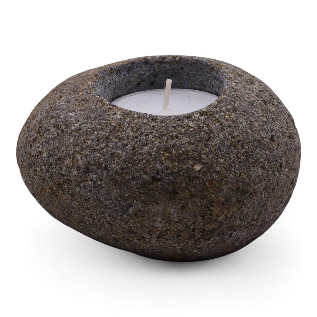 Natural Riverstone Candle Holder for Serene Nightlight Glow