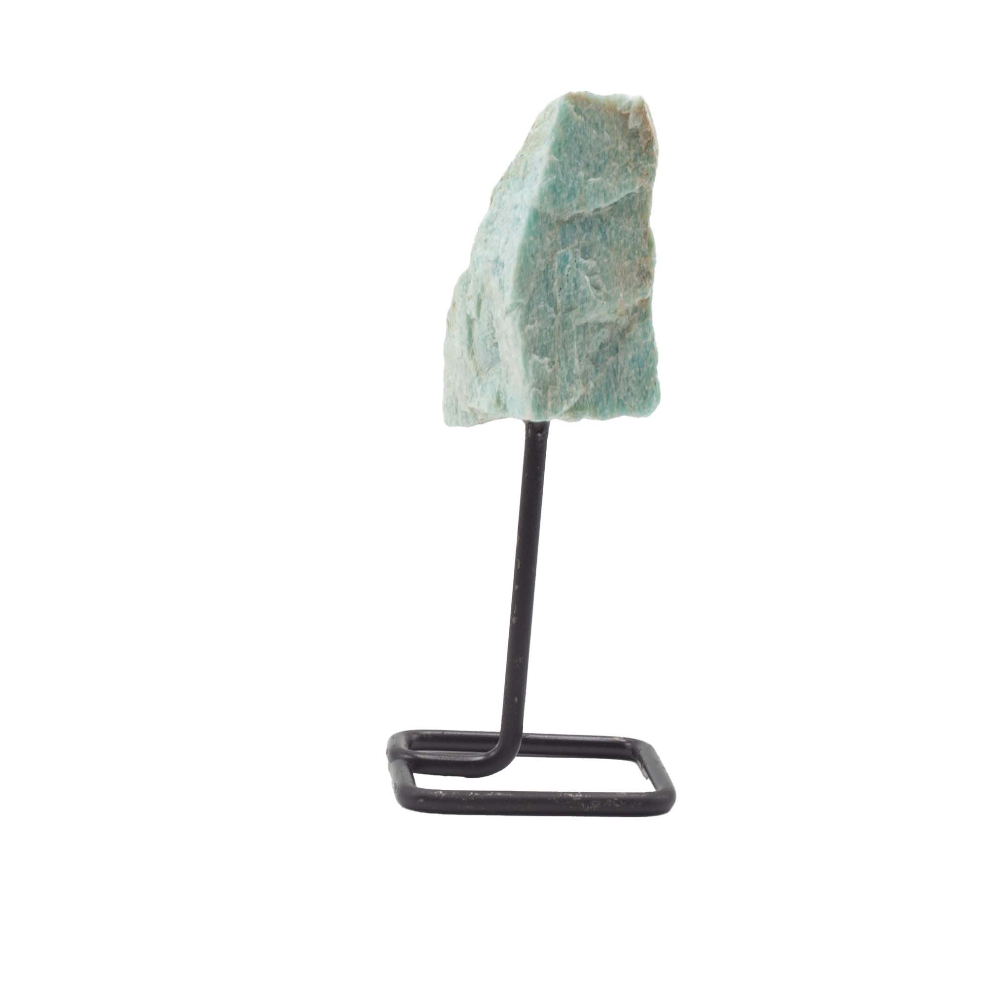 Amazonite Mineral Specimen on Metal Stand for Home Decor Display