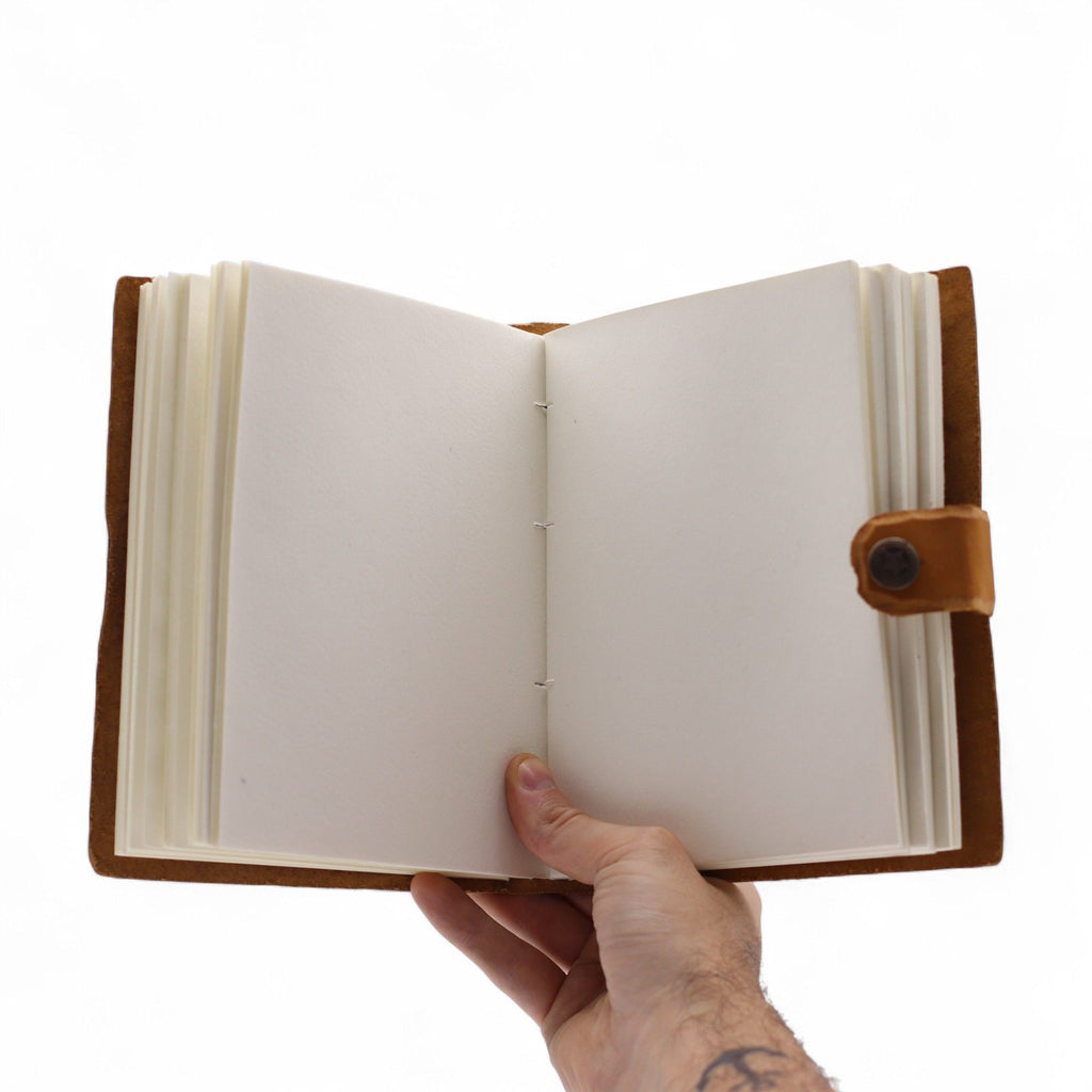 Leather Embossed Notebook in Tan Floral Pattern for Writing