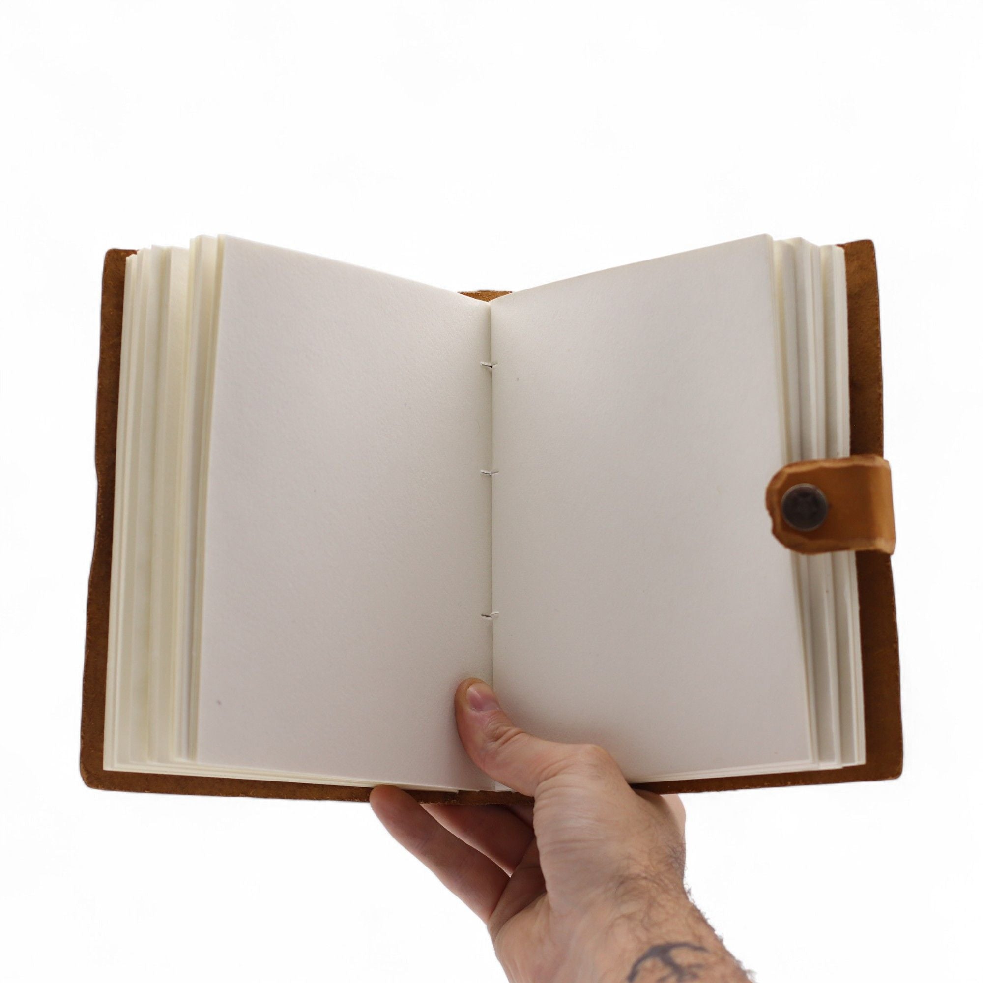 Leather Embossed Notebook in Tan Floral Pattern for Writing
