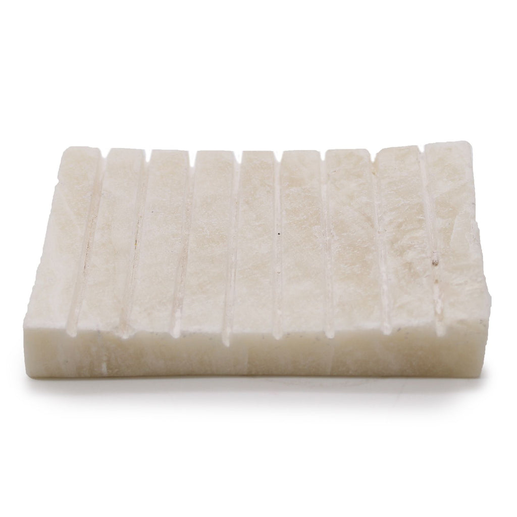 Elegant White Onyx Ridged Soap Dish for Stylish Bathroom Decor