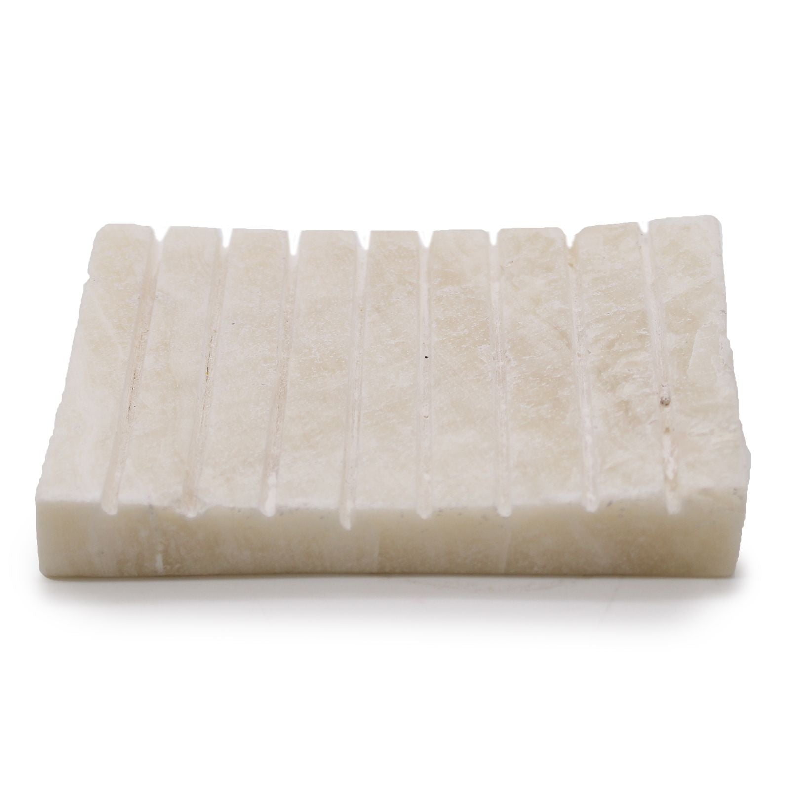 Elegant White Onyx Ridged Soap Dish for Stylish Bathroom Decor