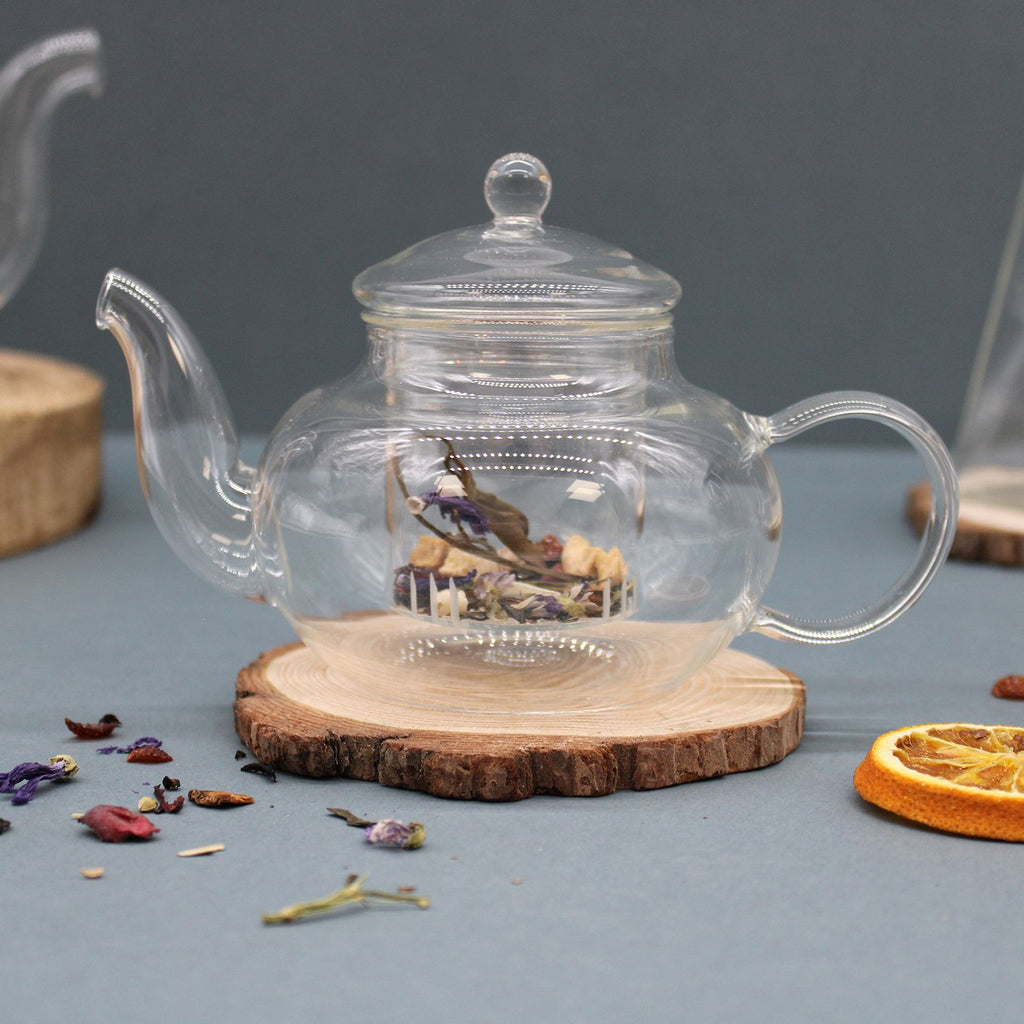 Glass Infuser Teapot with Round Pearl Design 400ml Capacity