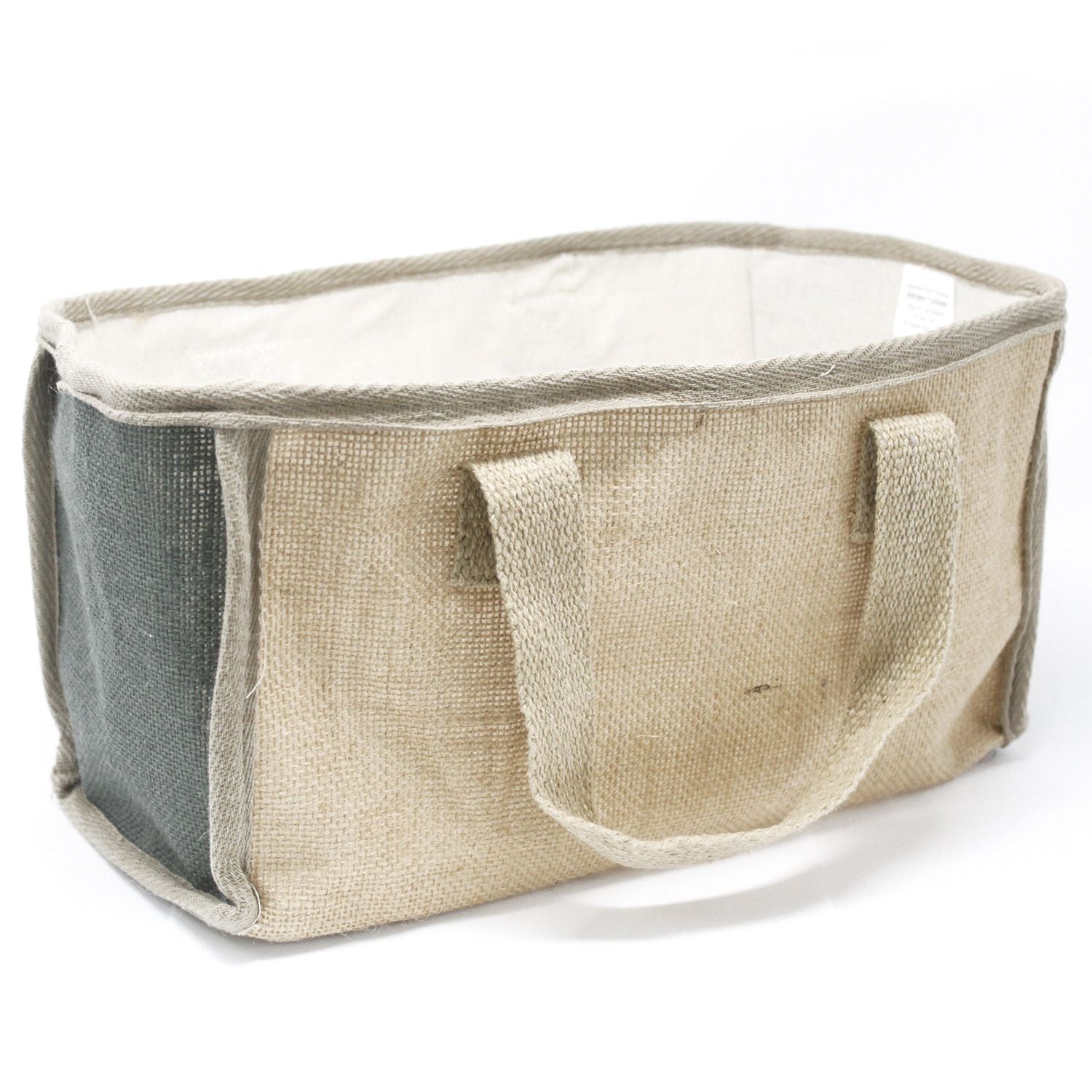 Charcoal Large Shopping Basket Eco Friendly Jute and Cotton Design