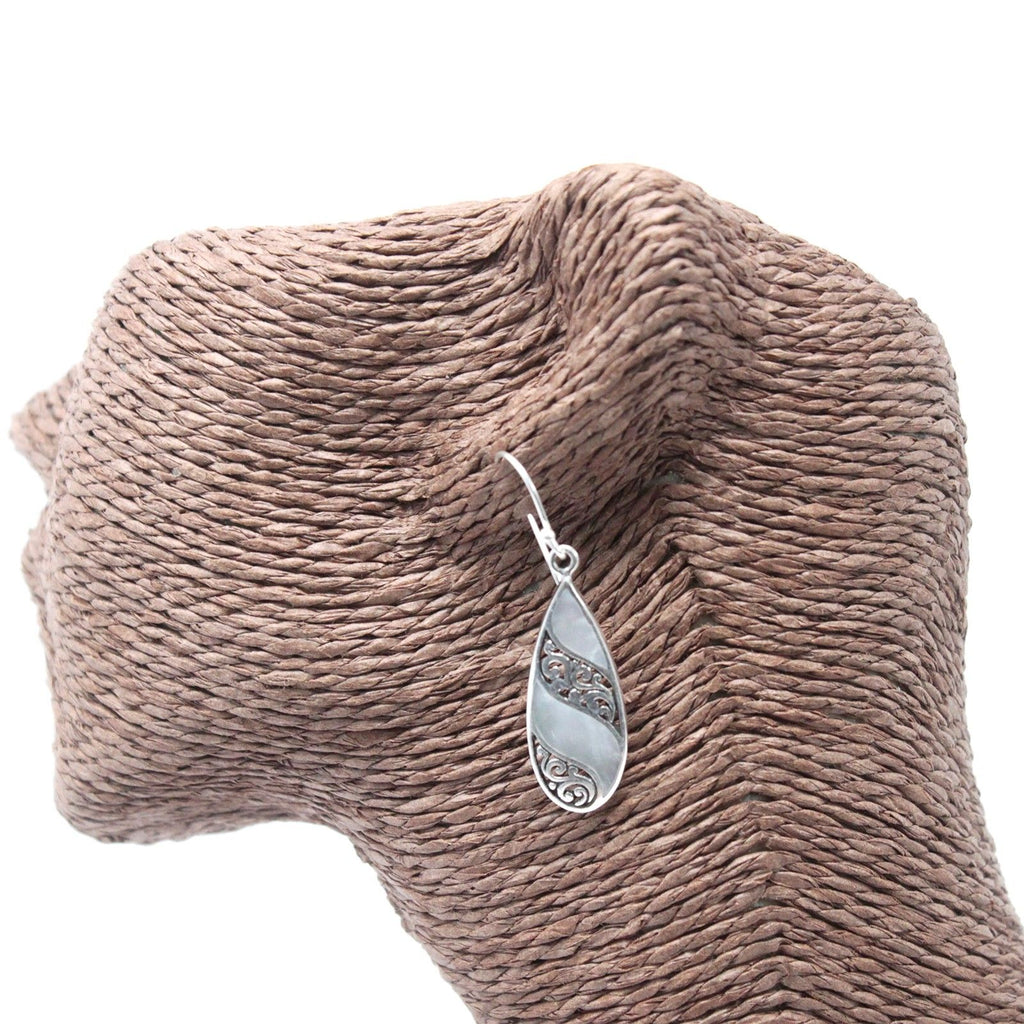 Shell and Silver Teardrop Earrings for Elegant Fashion Style