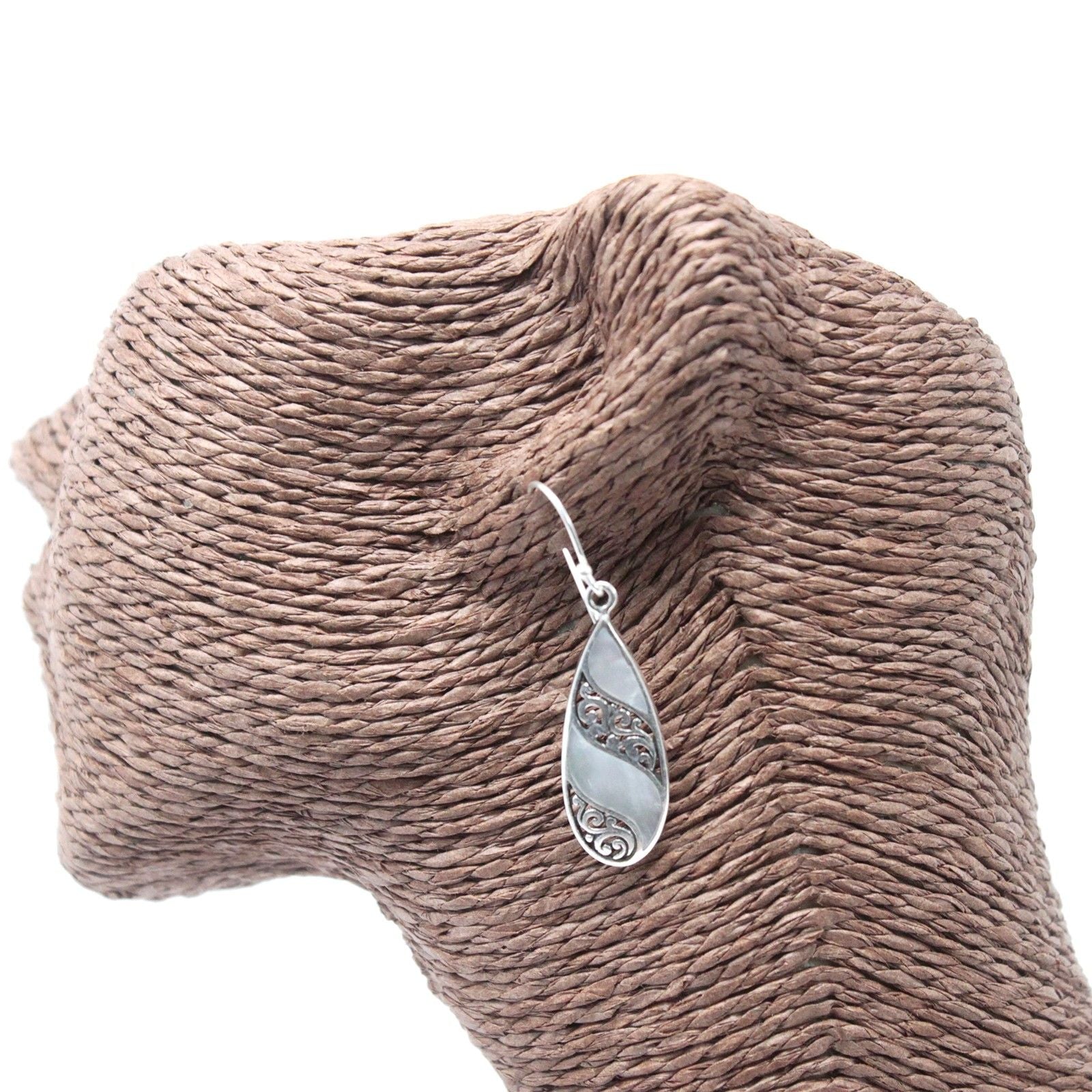 Shell and Silver Teardrop Earrings for Elegant Fashion Style