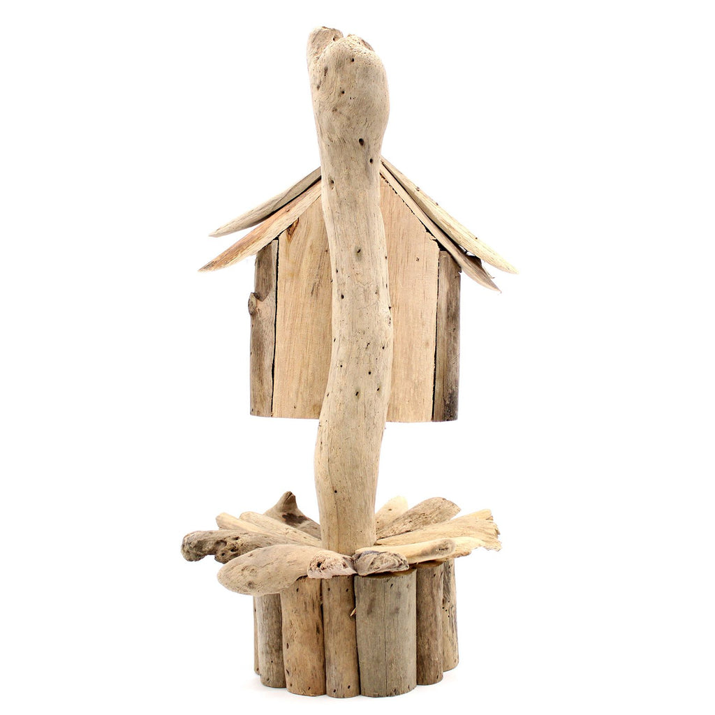 Driftwood Birdbox on Stand for Enchanting Garden Decor and Wildlife