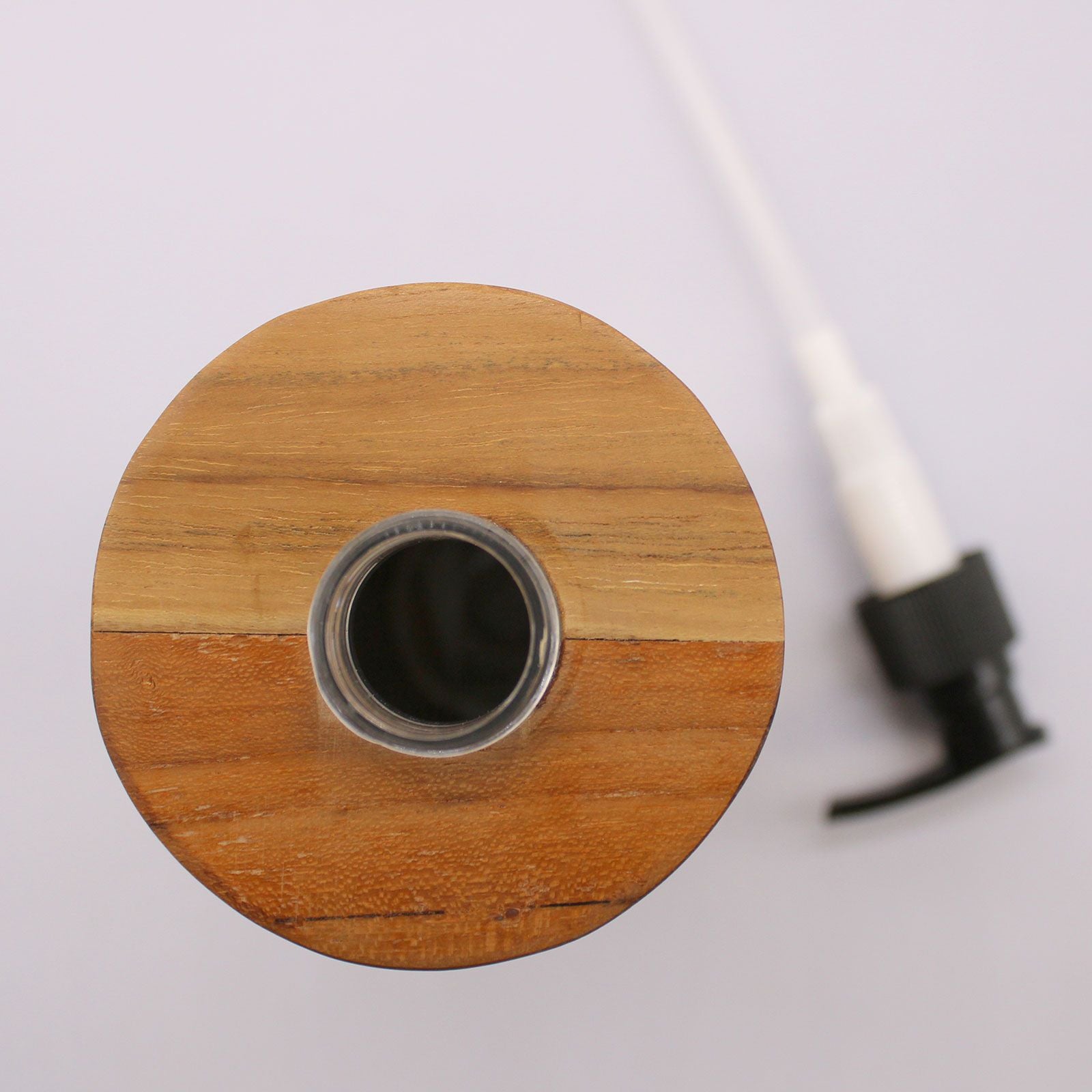 Natural Teakwood Round Soap Dispenser for Kitchen and Bathroom