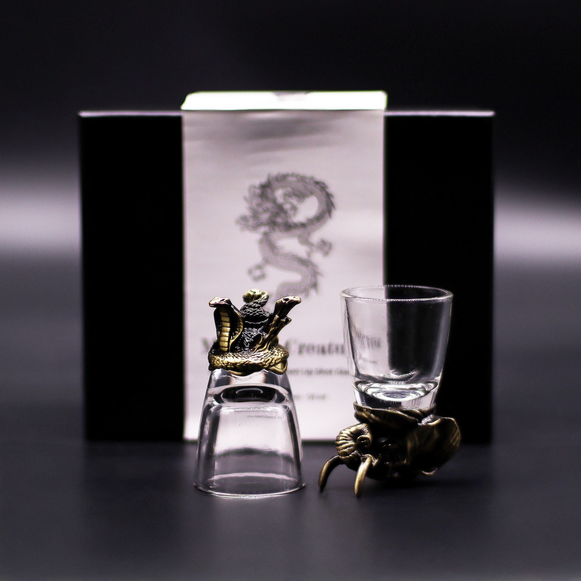 Gift Set of 6 Mystical Creatures Shot Glasses in Antique Bronze