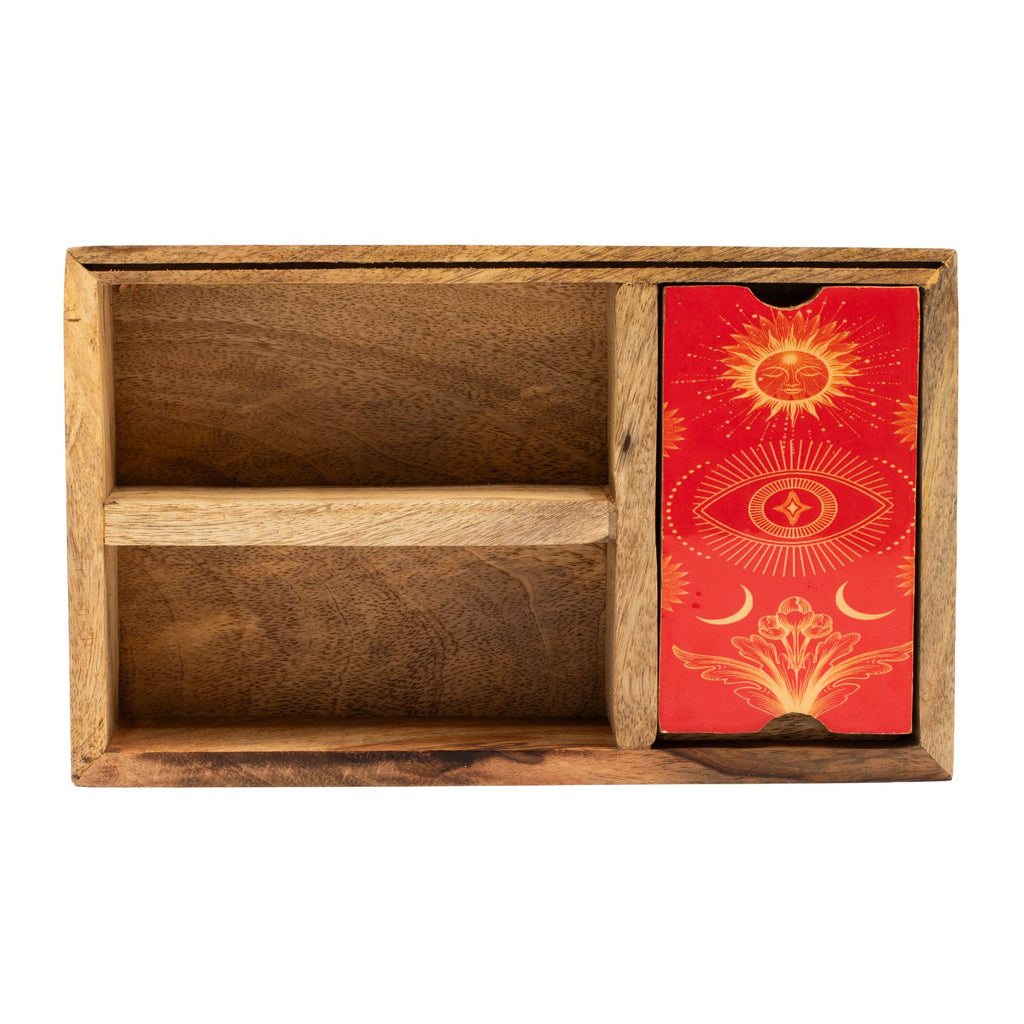 Three Section Tarot Box with Card Holder for Organised Readings
