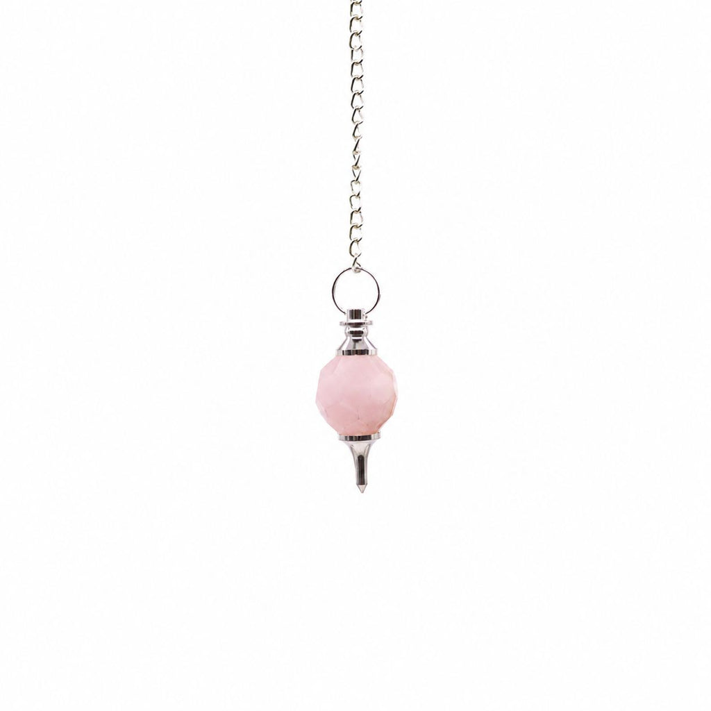 Faceted Gemstone Pendulum in Rose Quartz for Dowsing Gifts