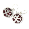 Tree of Life Silver Earrings 15mm with Coral Effect Design